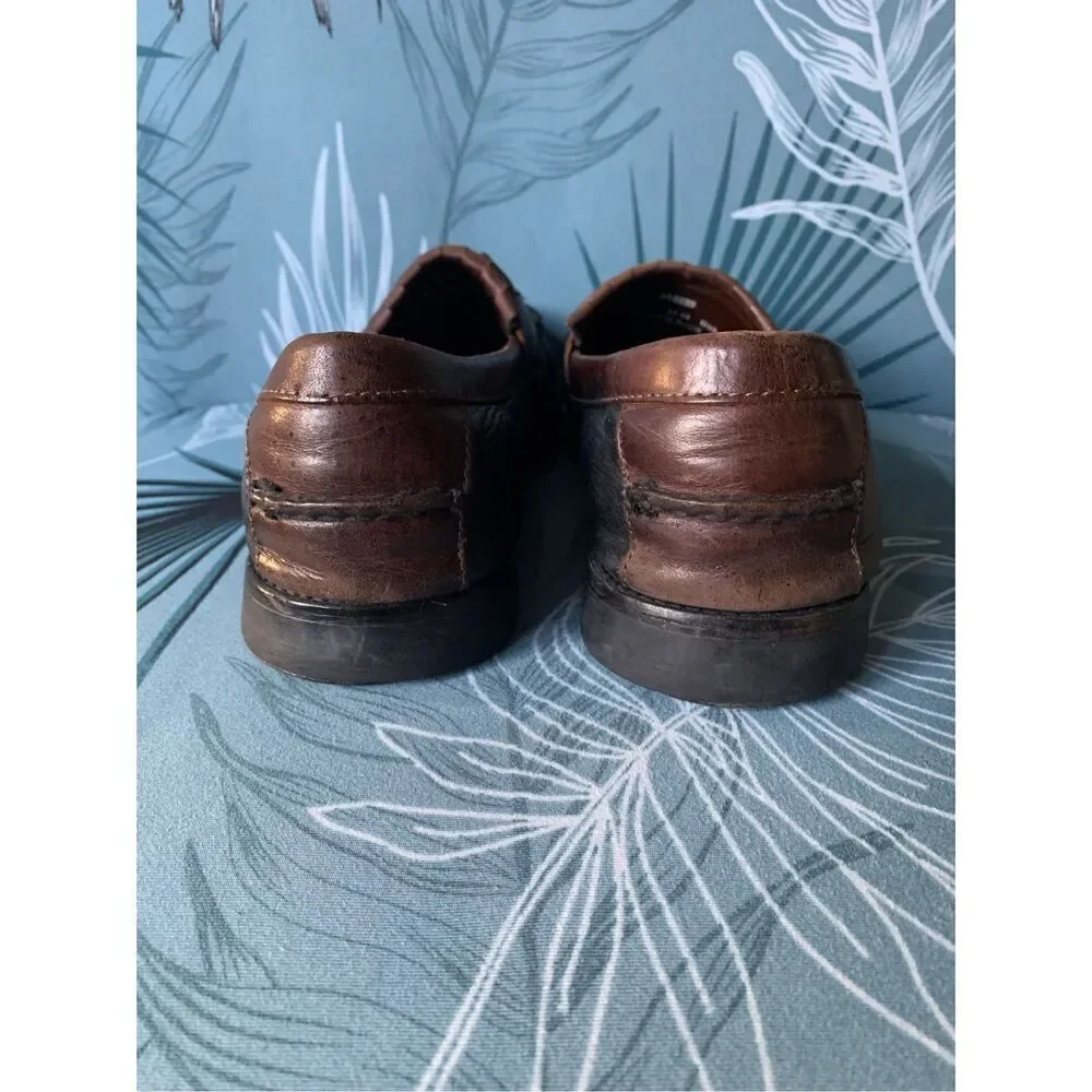 Johnston & Murphy Brown Black MOCCASIN TASSLE Leather Shoes mens 12 M